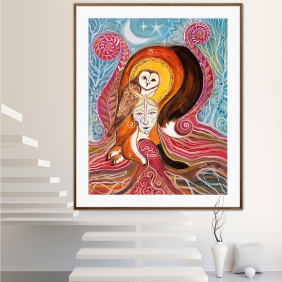 Spirit Guides Art Print Oil Painting Fox Owl Totem Animal Whimsical surrealism - Picture 4 of 7